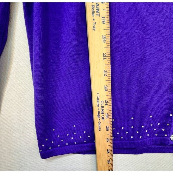 Quacker Factory Womens Embellished Cardigan Sweater Size XL/XXL Purple - Picture 6 of 9